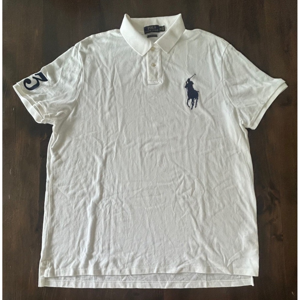 Polo Ralph Lauren Shirt XXL White Big Pony Custom Fit Preppy Old Money Classic